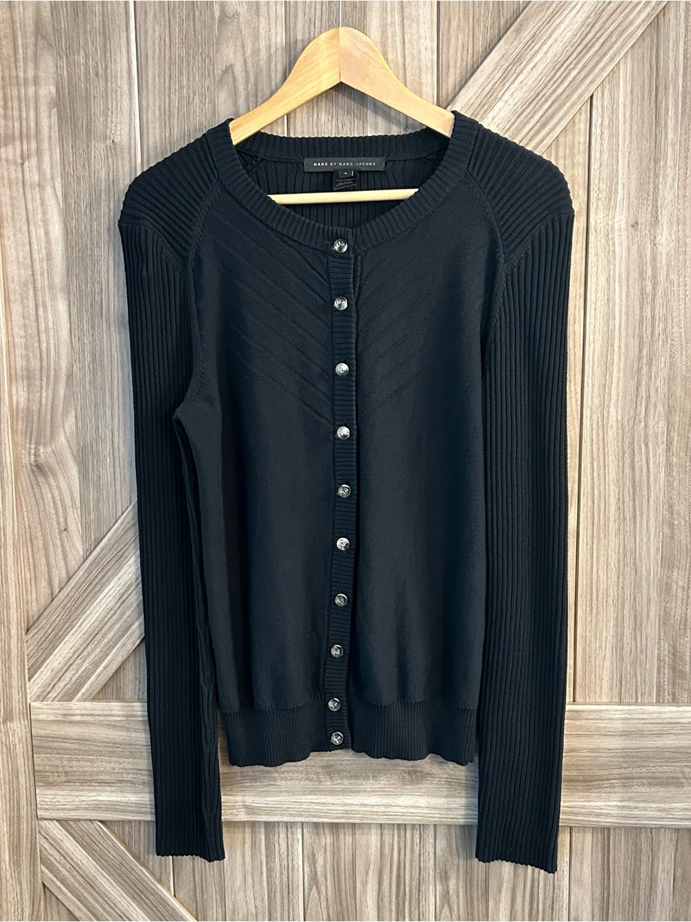 Marc by Marc Jacobs Normandy Blue Silk Cotton Long Sleeve Cardigan - Size L